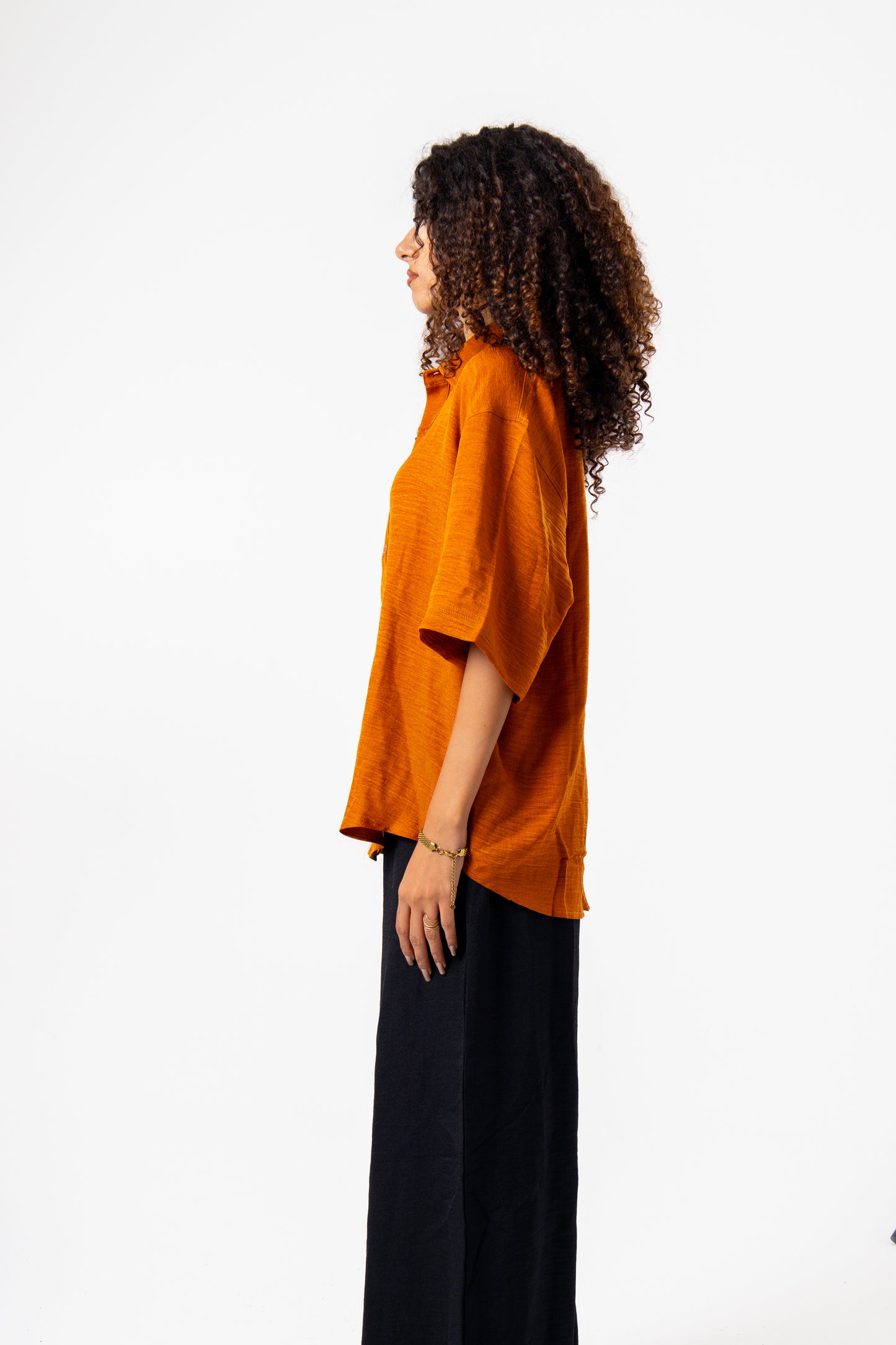 Women Linen Shirt (Orange)