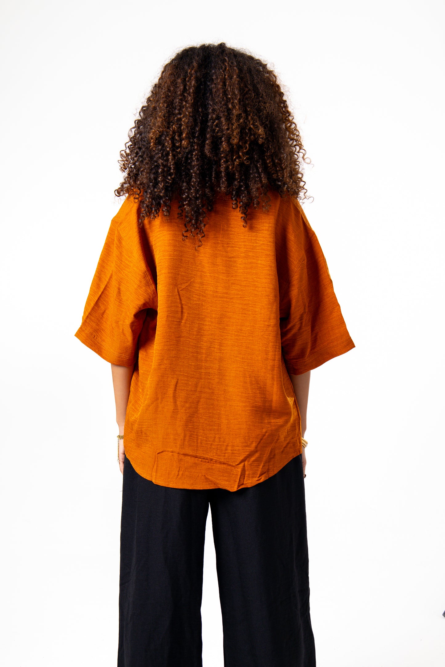 Women Linen Shirt (Orange)