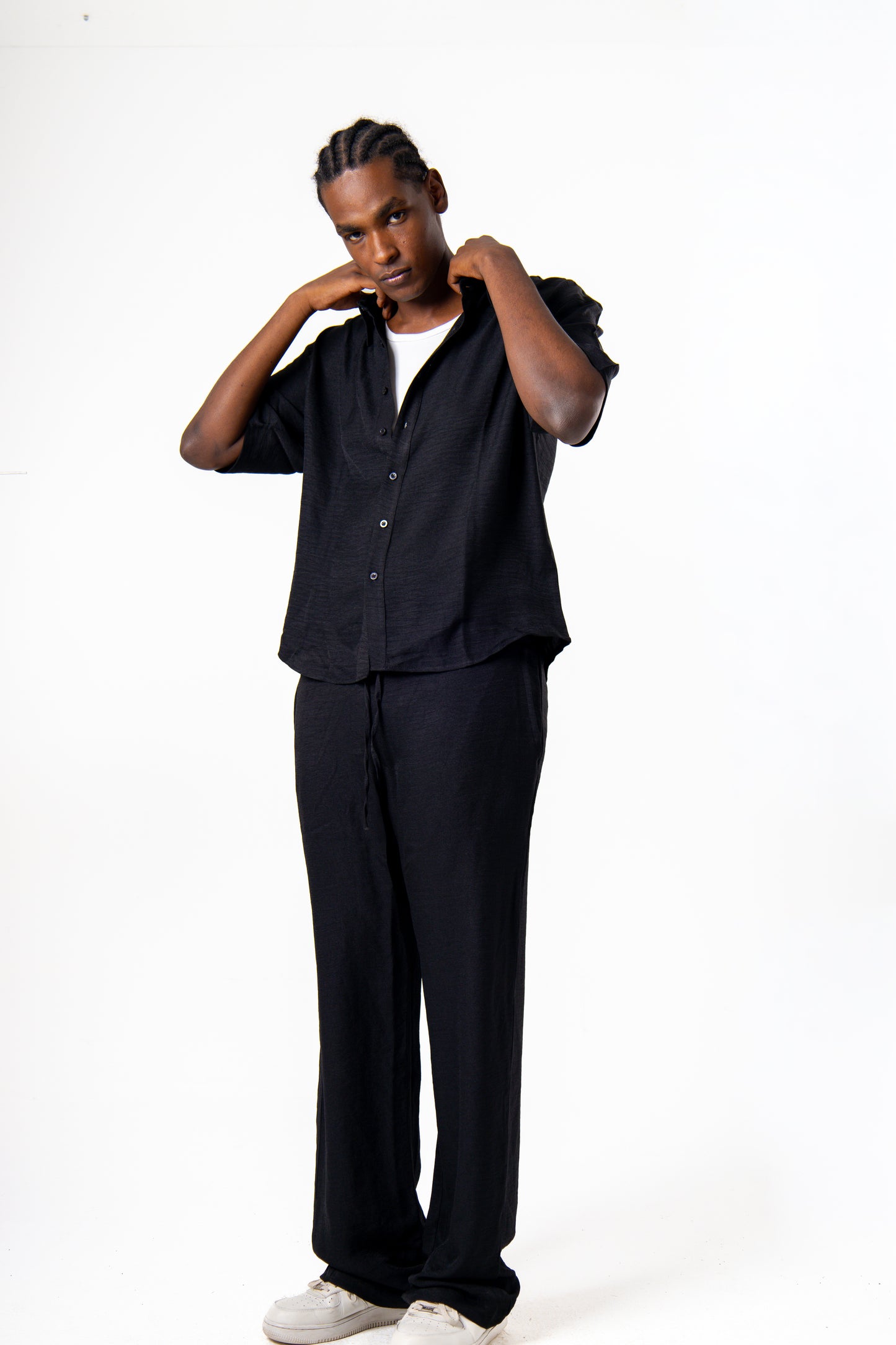Men Linen Shirt (Black)