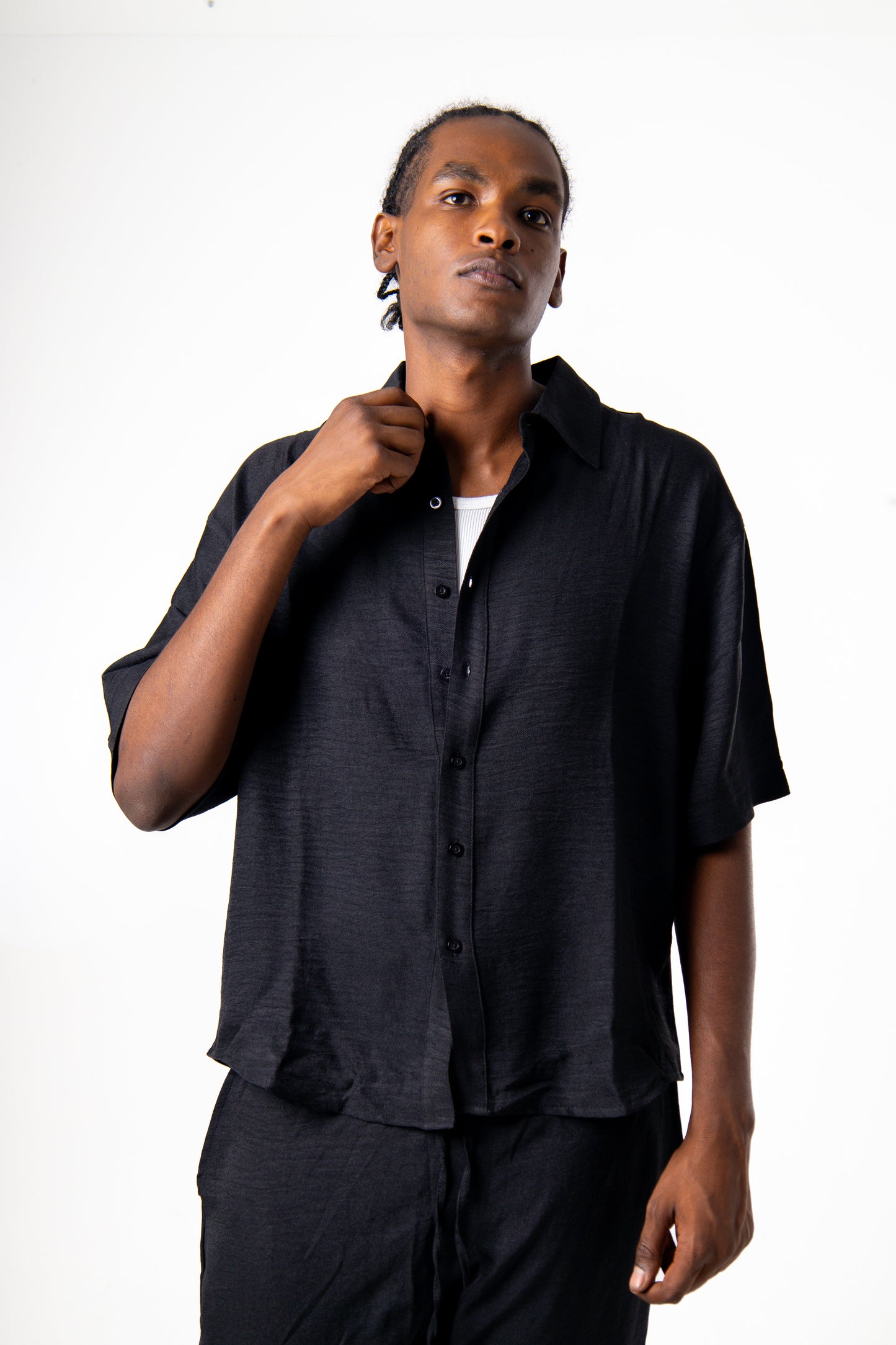 Men Linen Shirt (Black)