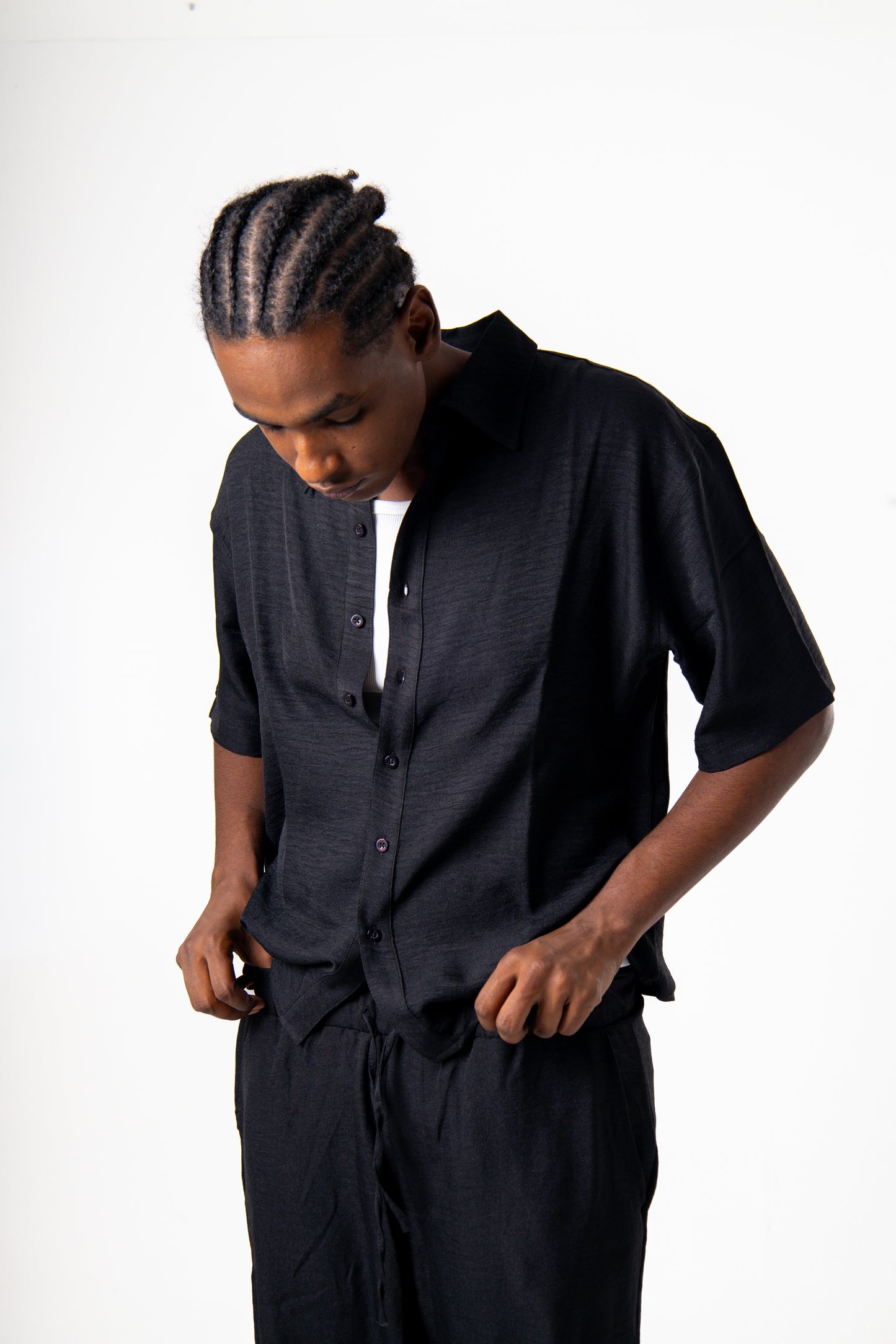 Men Linen Shirt (Black)