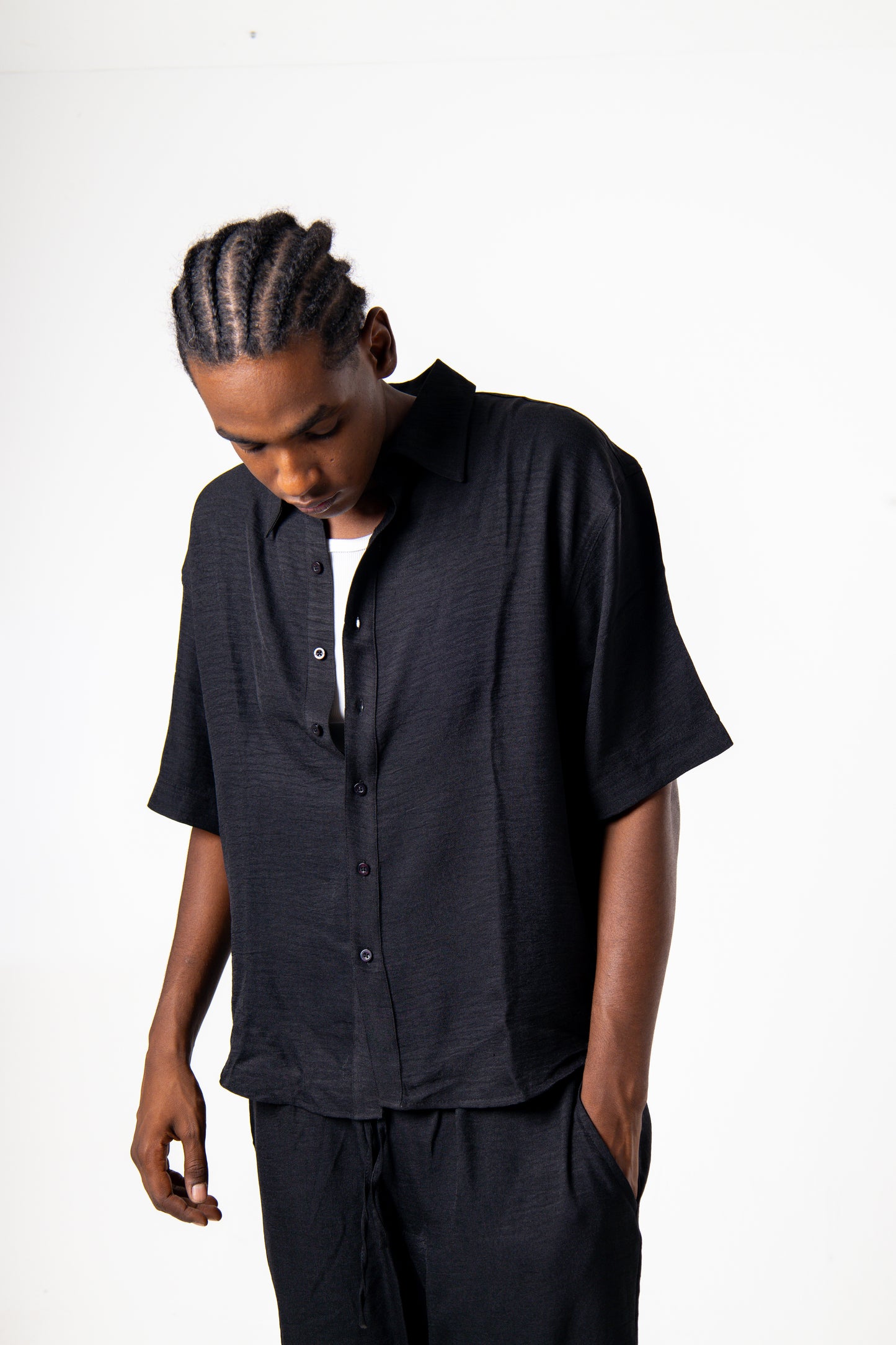 Men Linen Shirt (Black)