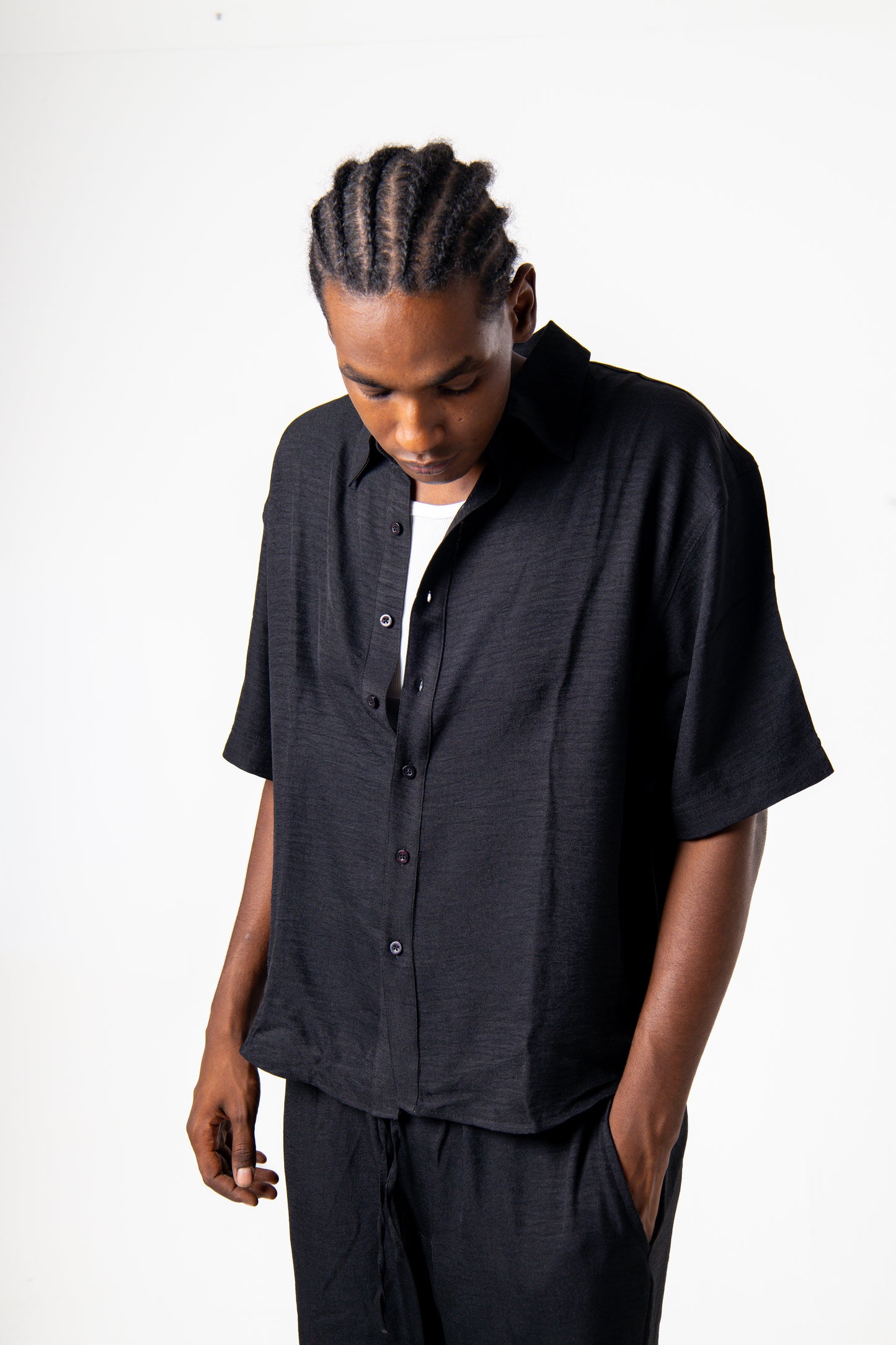 Men Linen Shirt (Black)
