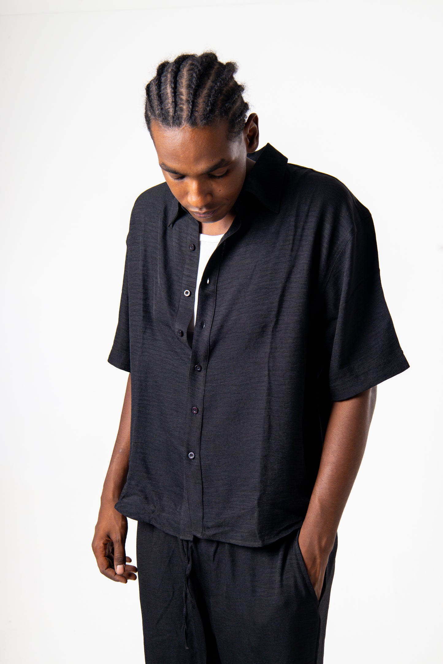 Men Linen Shirt (Black)