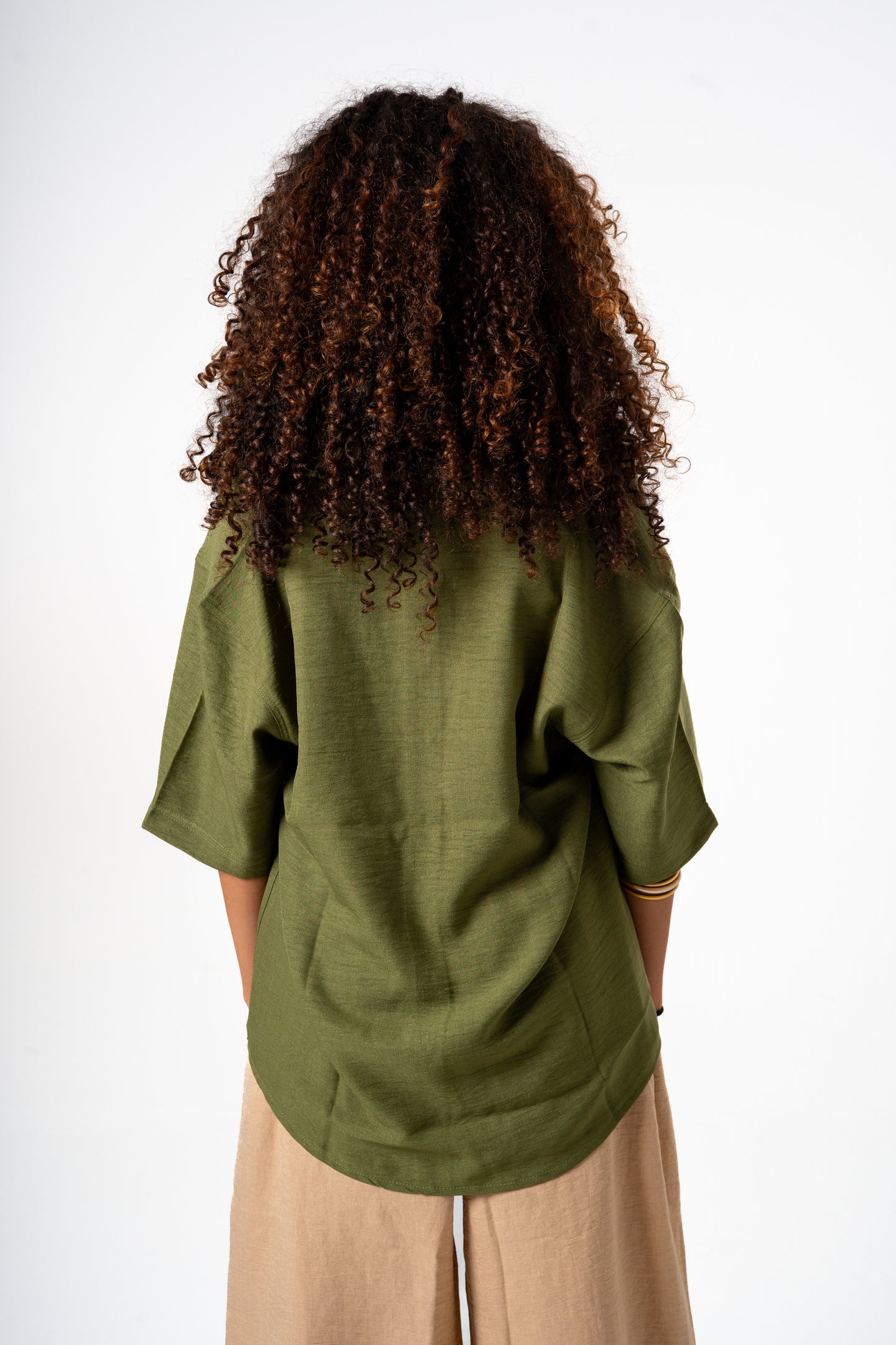 Women Linen Shirt (Olive)