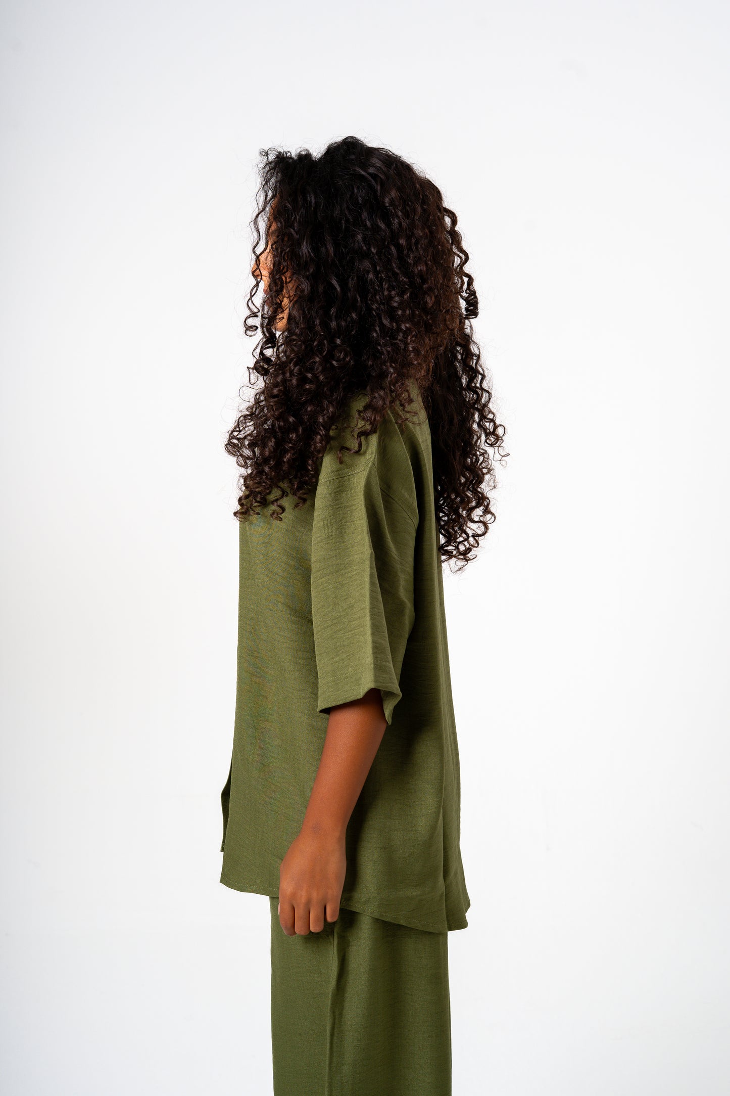Women Linen Shirt (Olive)