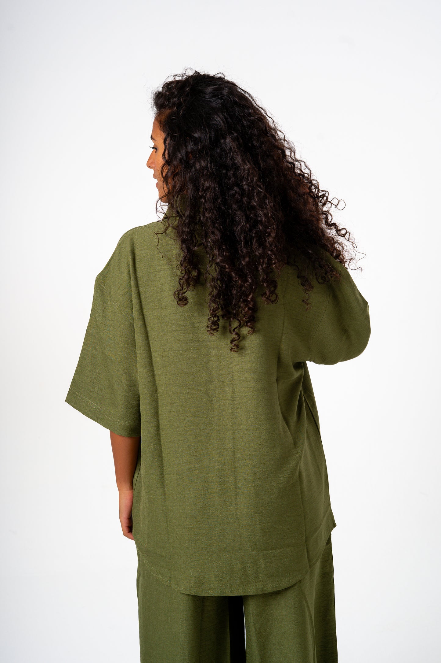 Women Linen Shirt (Olive)