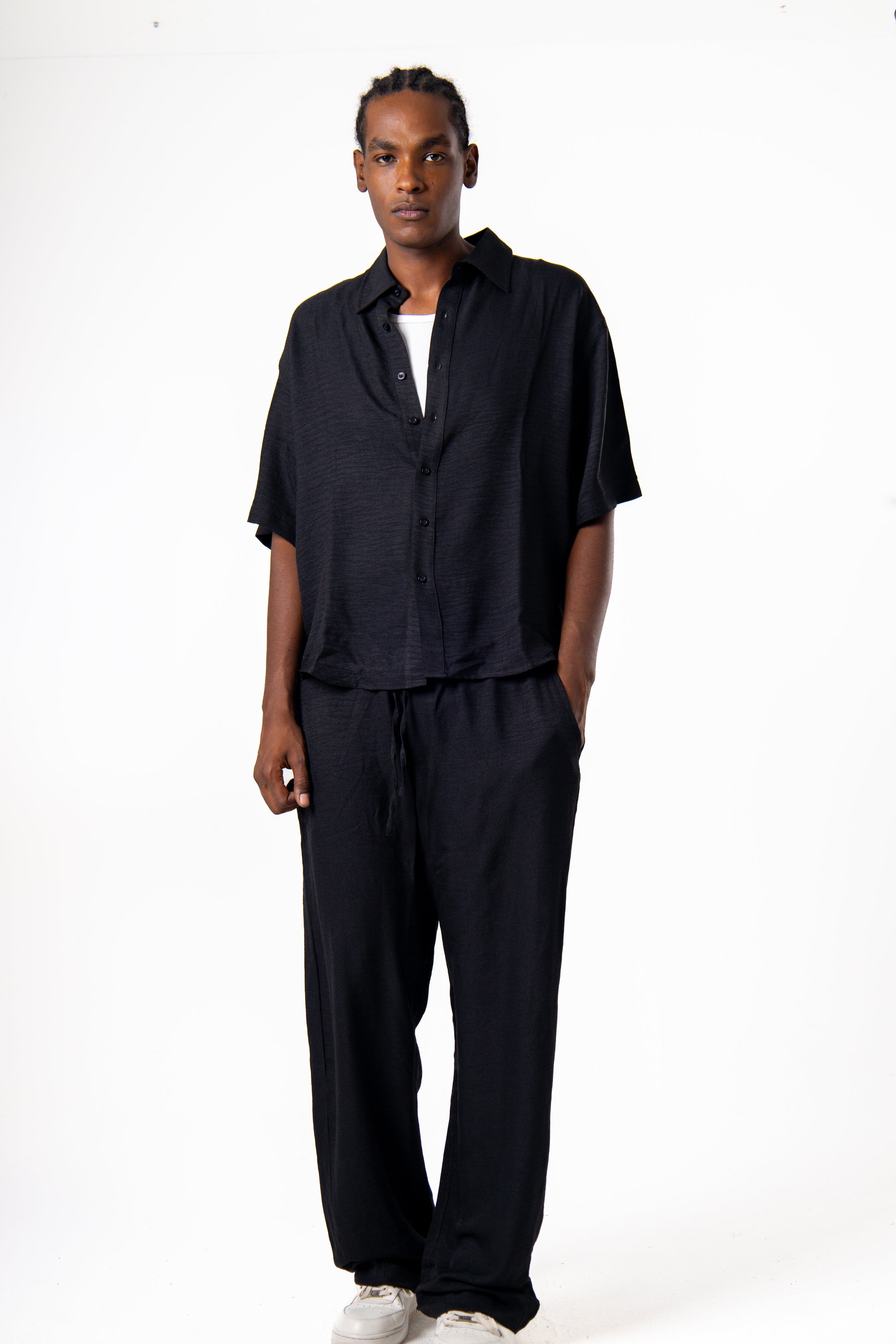 Men Linen Pants (Black)