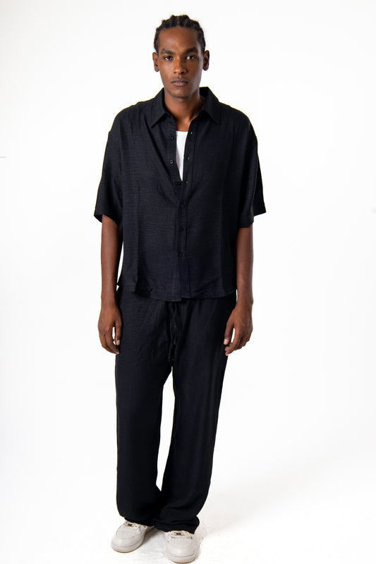 Men Linen Shirt (Black)