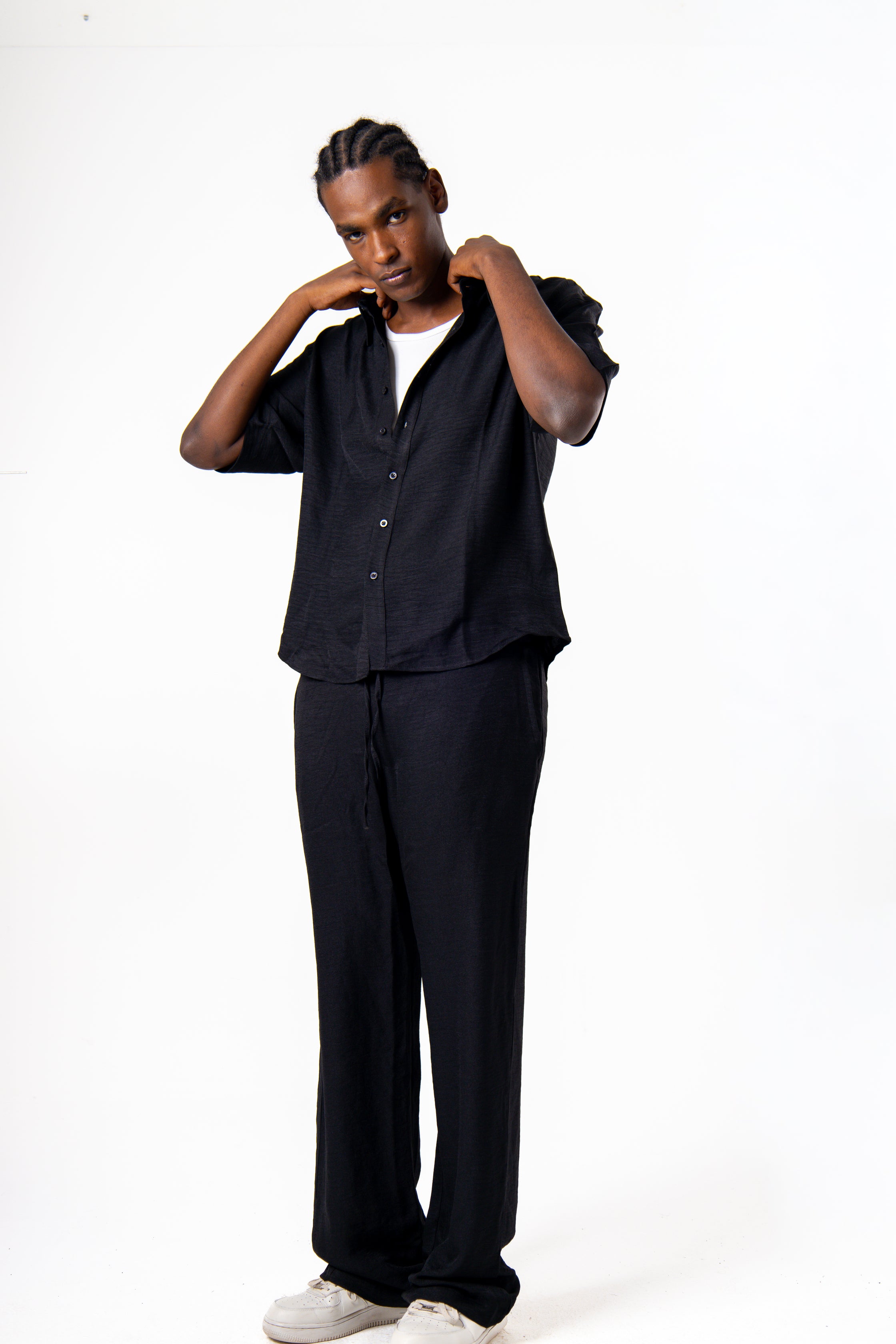 Men Linen Pants (Black)