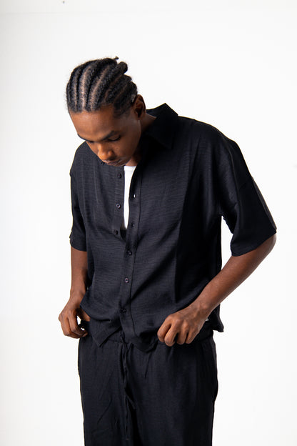 Men Linen Shirt (Black)