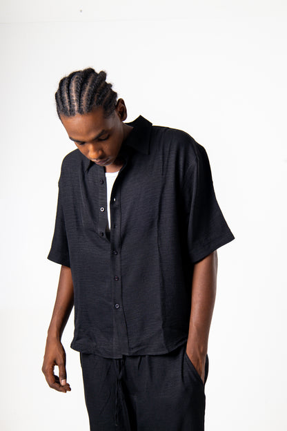 Men Linen Shirt (Black)