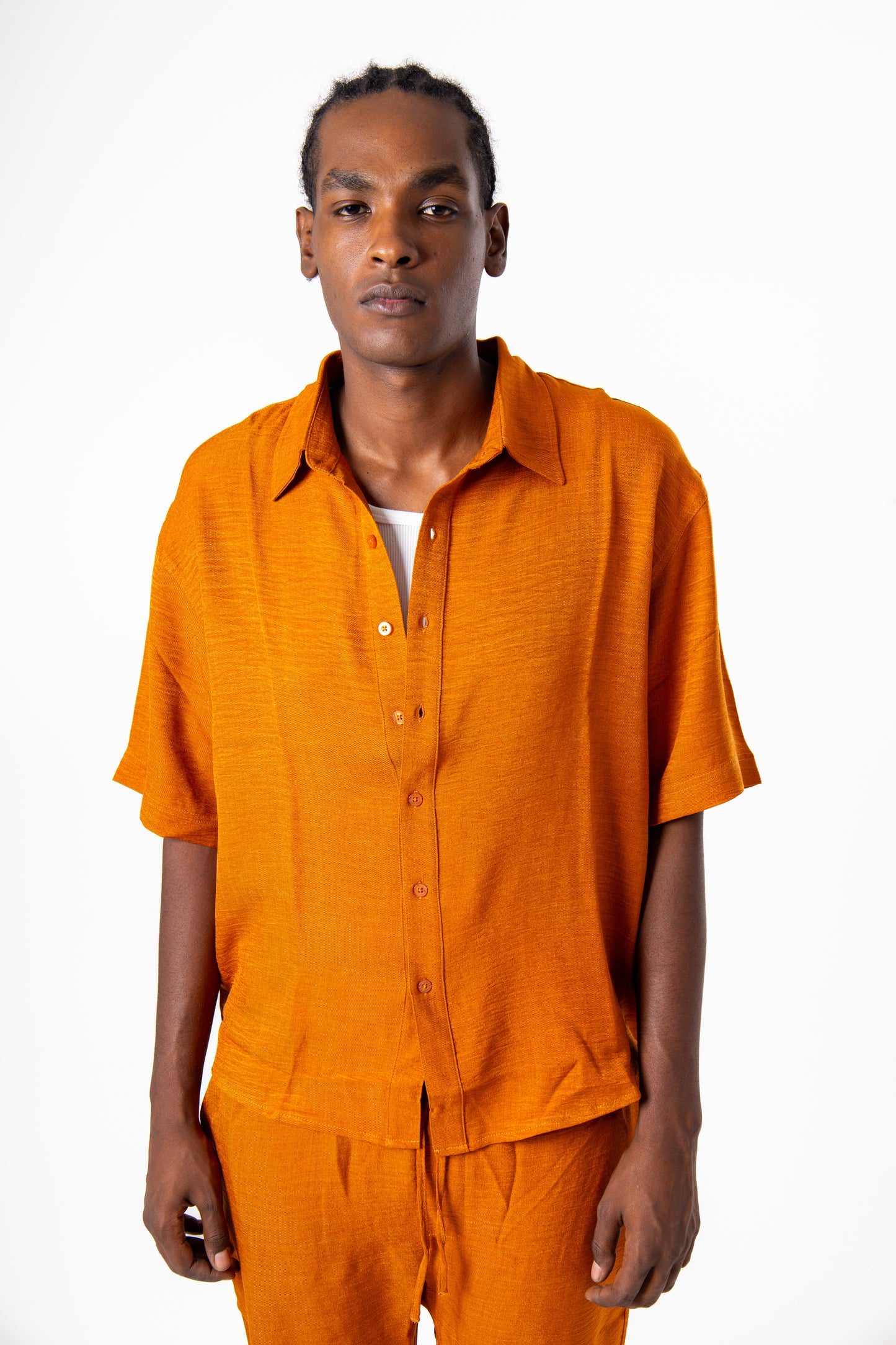 Men Linen Shirt  (Orange)