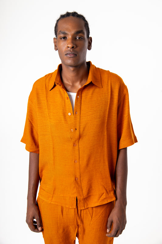 Men Linen Shirt  (Orange)