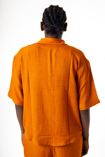 Men Linen Shirt  (Orange)