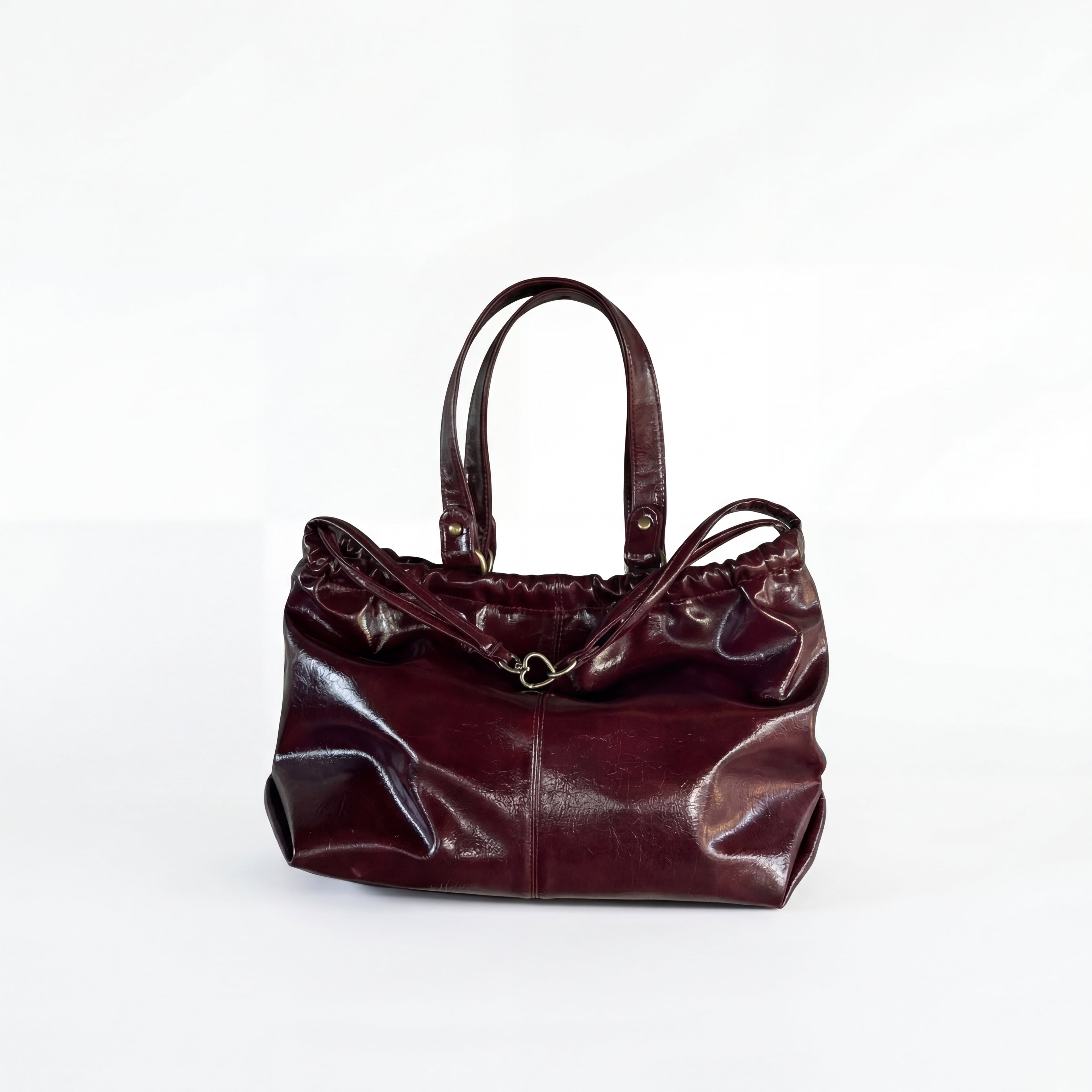 HELIO SCRUNCH LEATHER BAG BURGUNDY