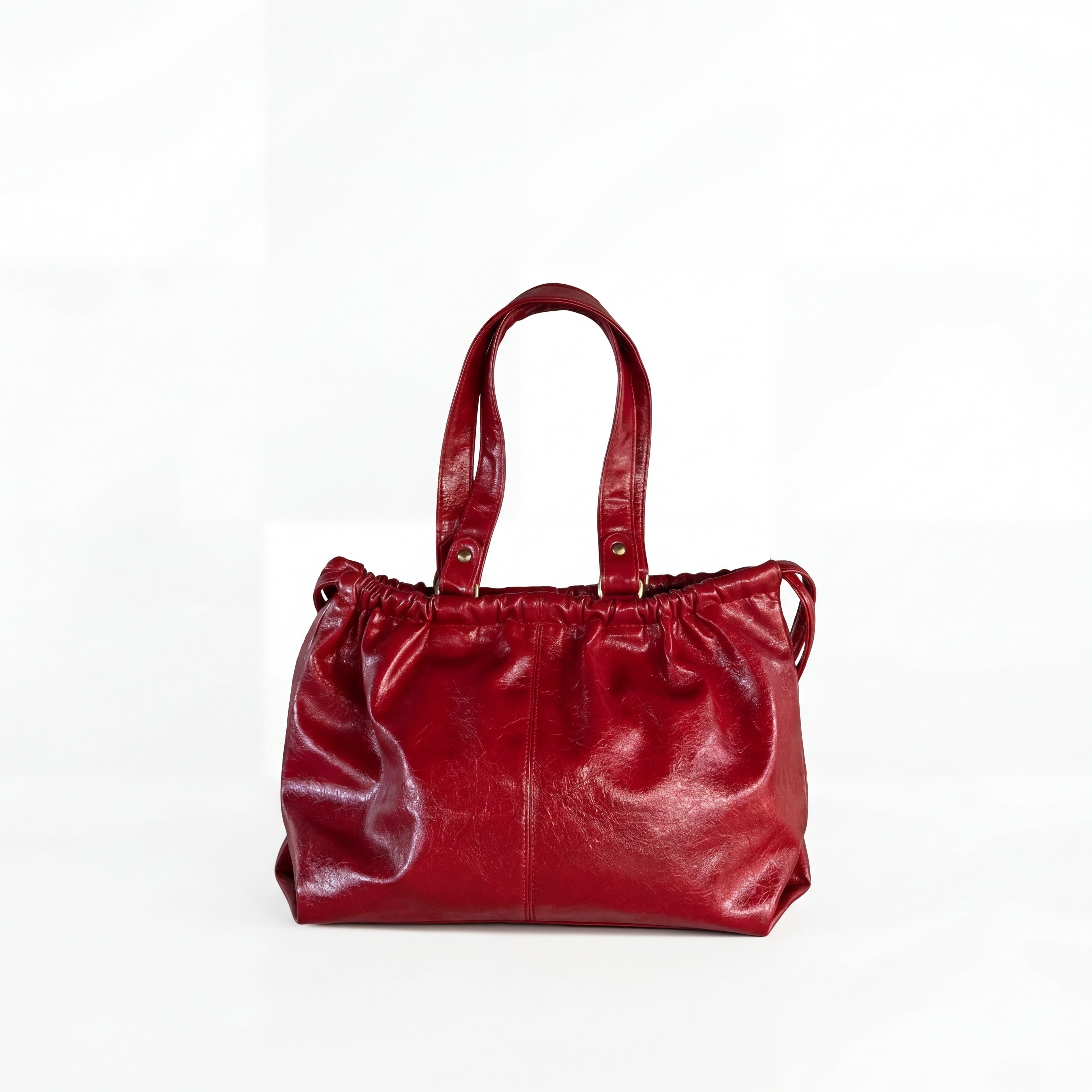 HELIO SCRUNCH LEATHER BAG RED