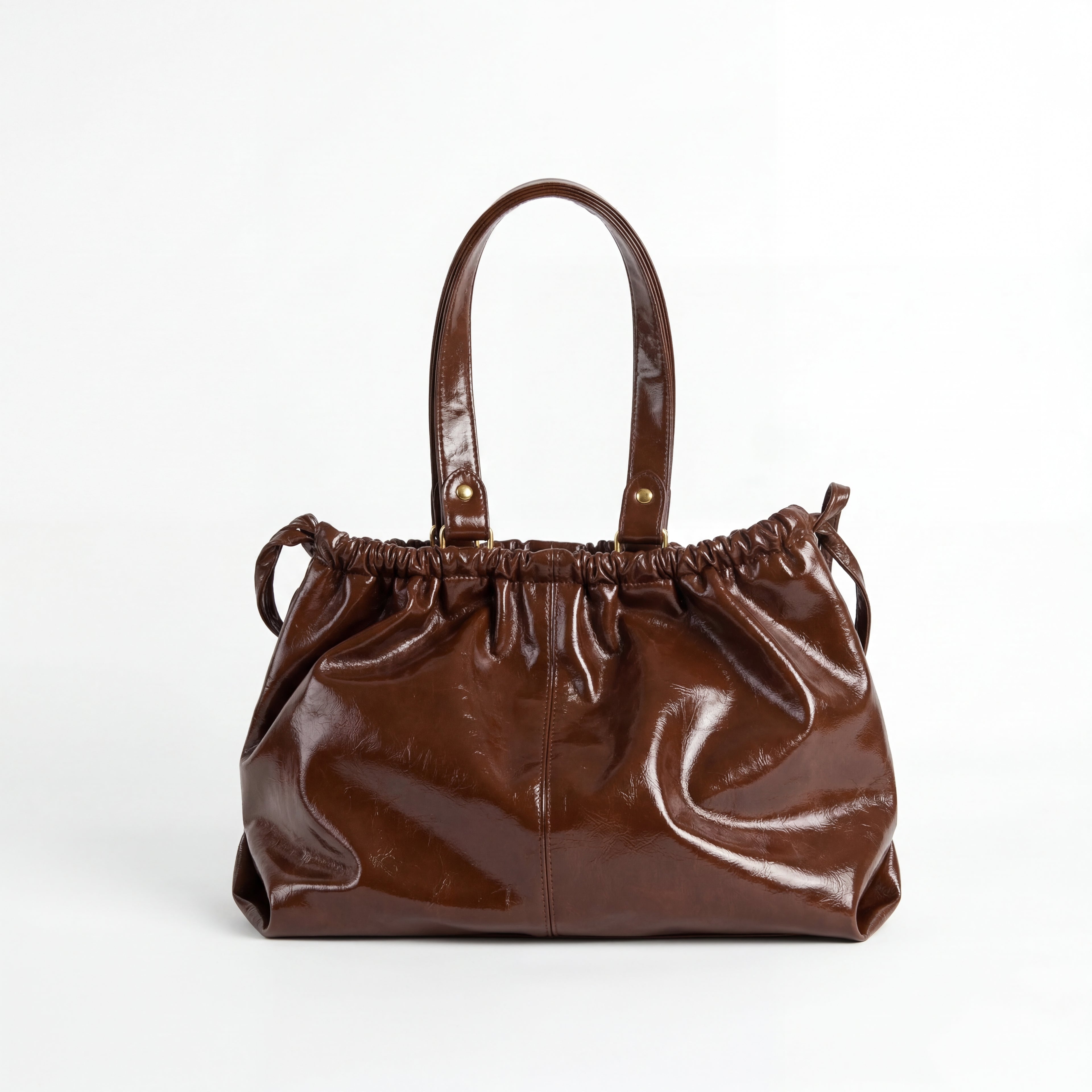 HELIO SCRUNCH LEATHER BAG CRAMEL