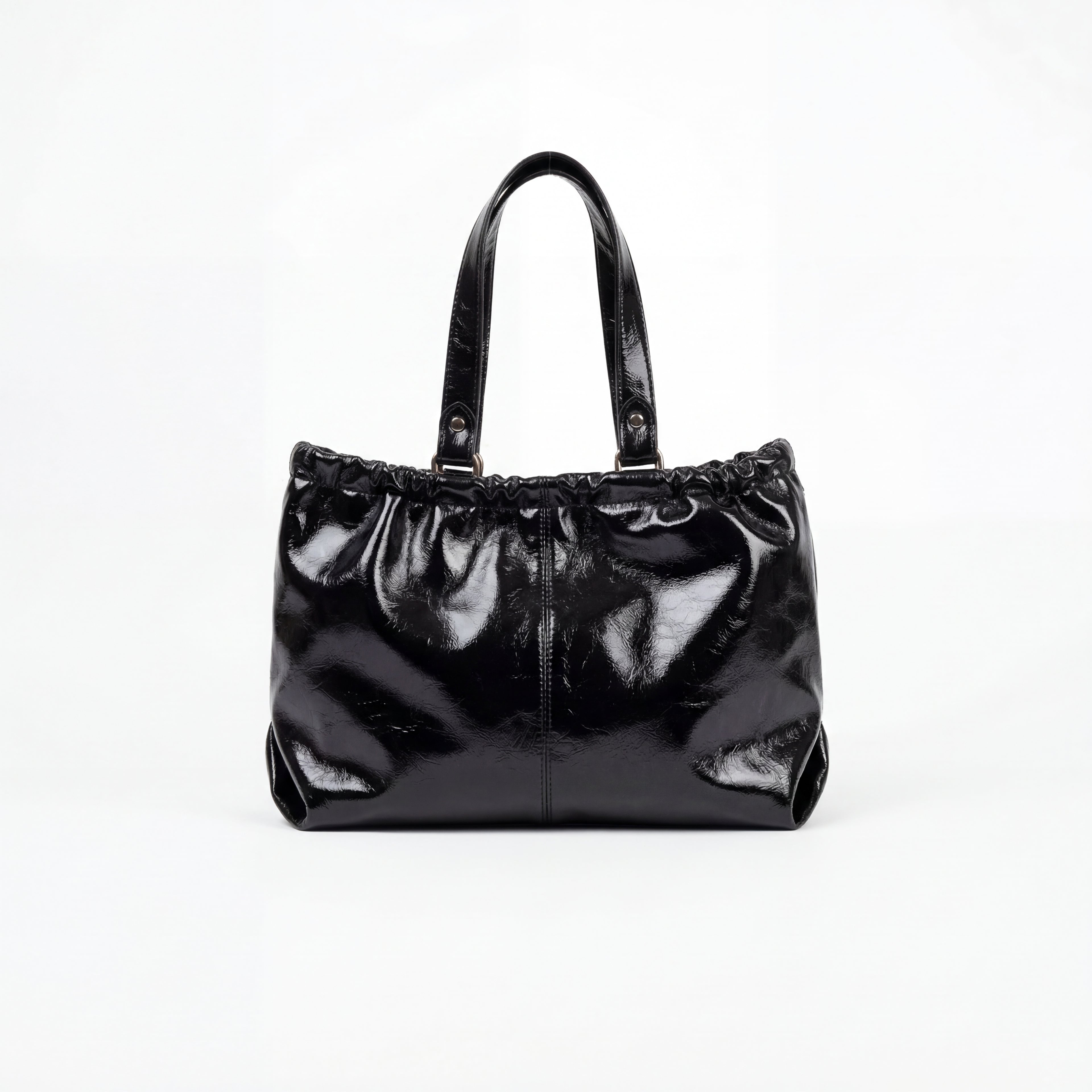 HELIO SCRUNCH LEATHER BAG BLACK