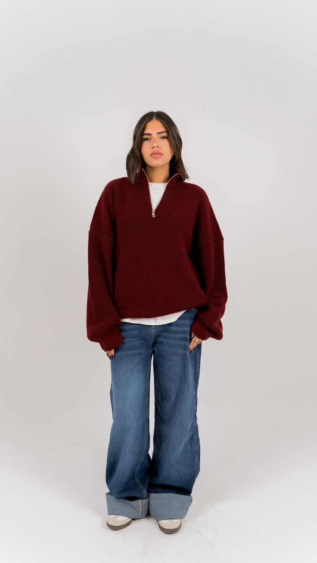 UNDERRATED QZIP SWEATER (BURGANDY)
