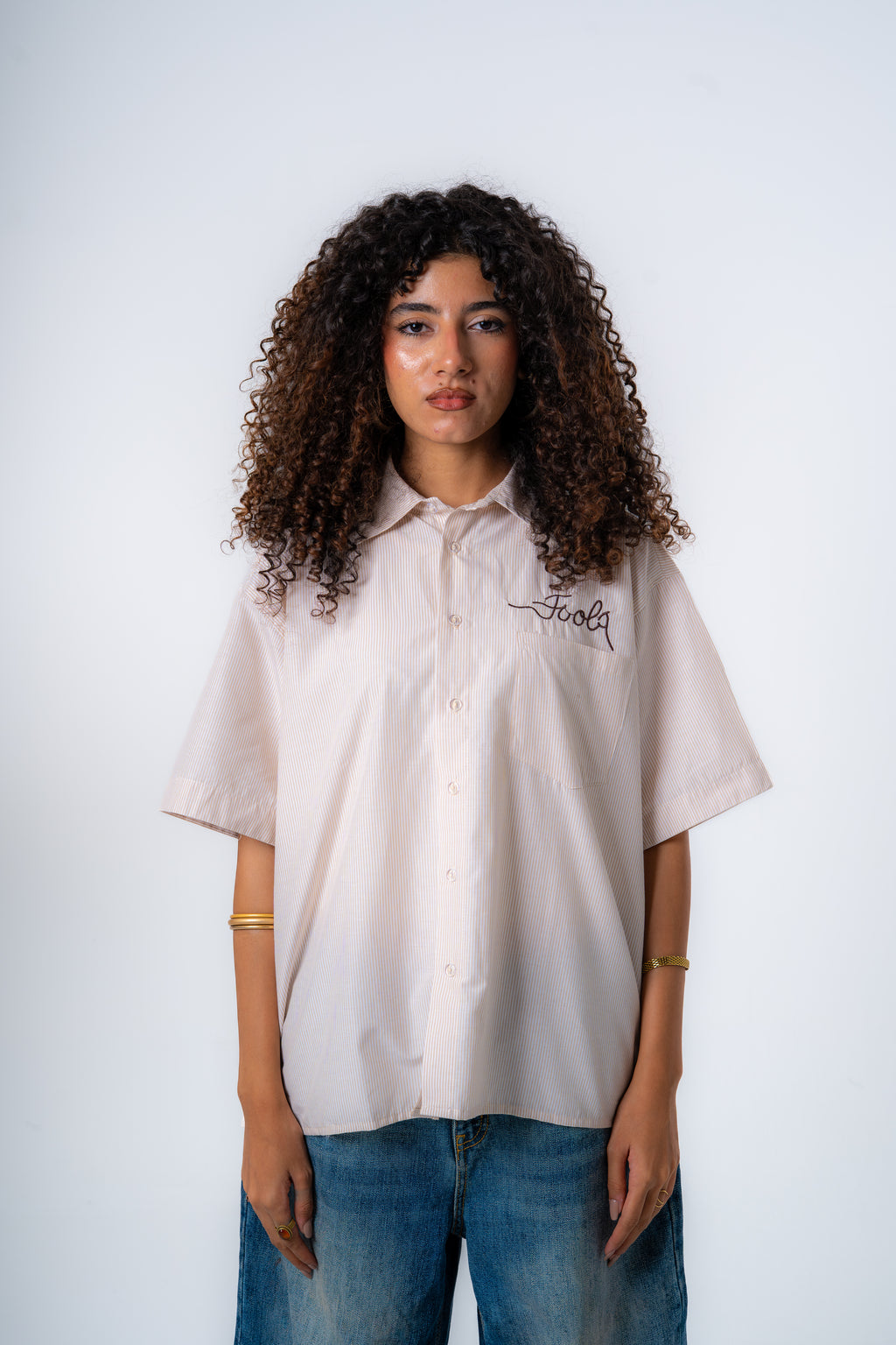 Fools Art Slouder Shirt (BeigexBrown)