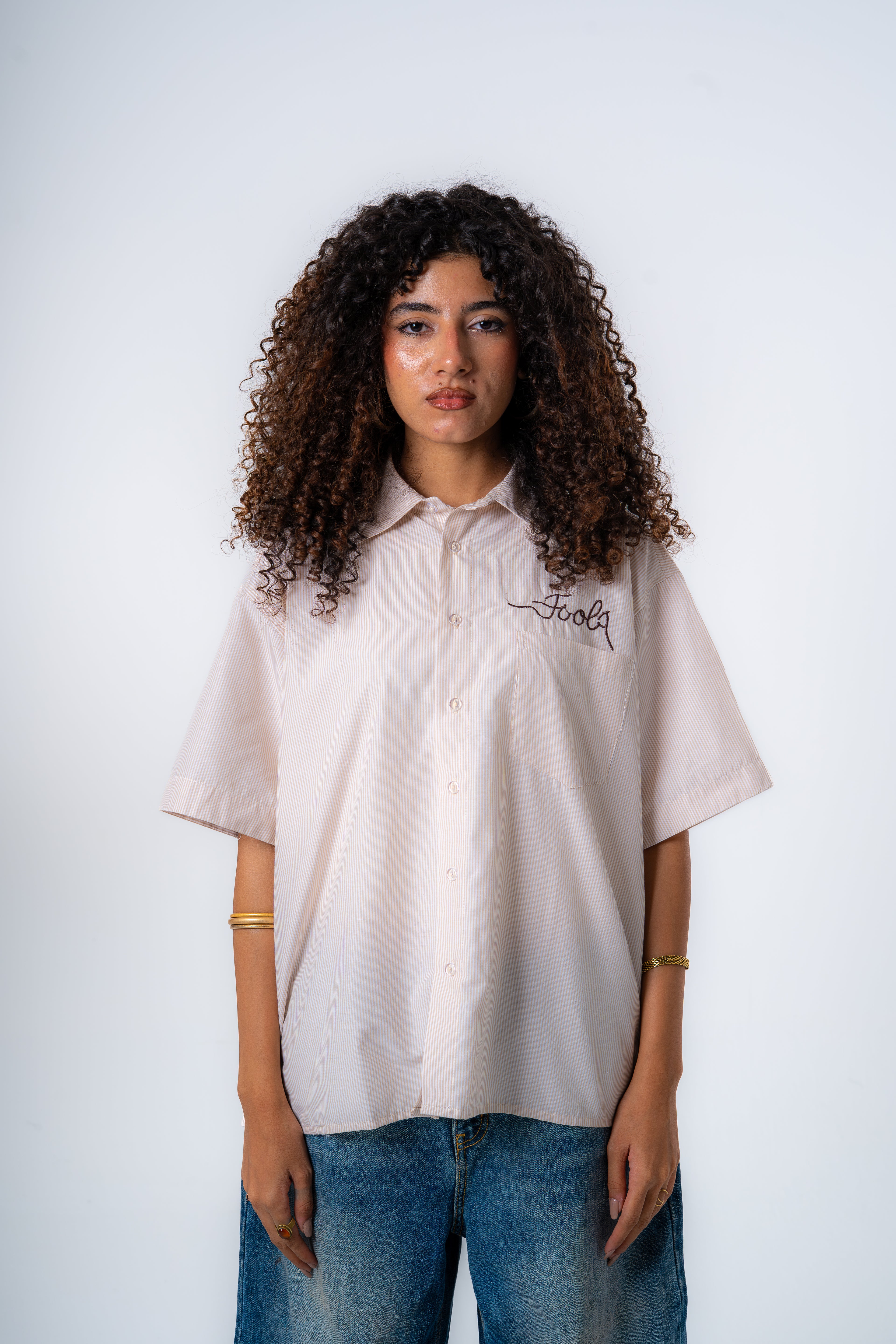 Fools Art Slouder Shirt (BeigexBrown)