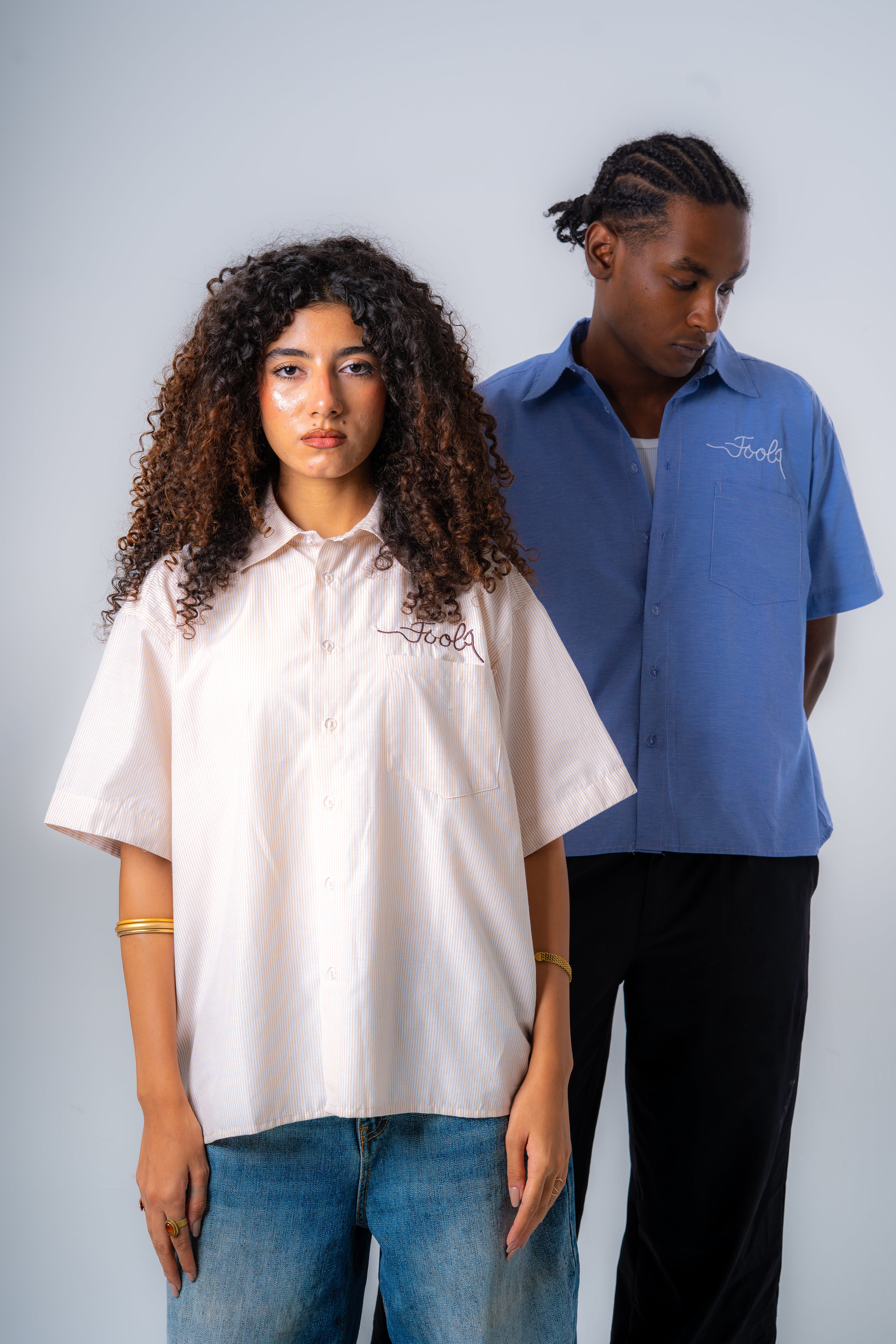 Fools Art Slouder Shirt (NavyxWhite)