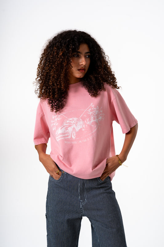 Unisex Oversized Vintage Washed T-Shirt – Racing Car