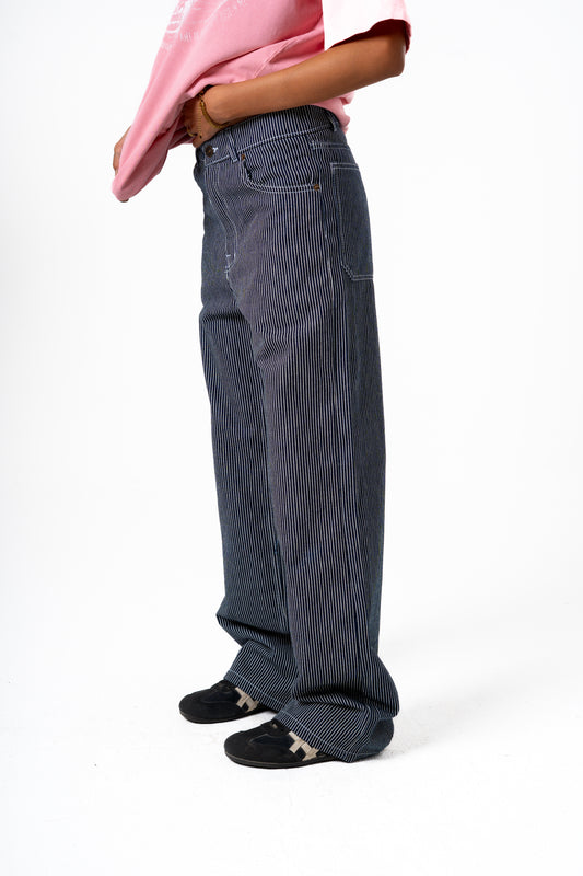 High-Waist Striped Jeans Pants