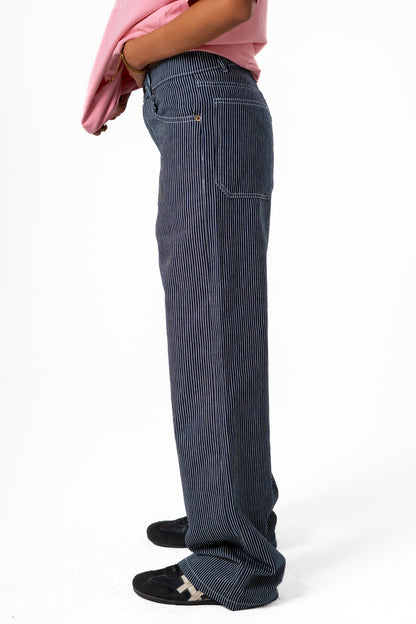 High-Waist Striped Jeans Pants