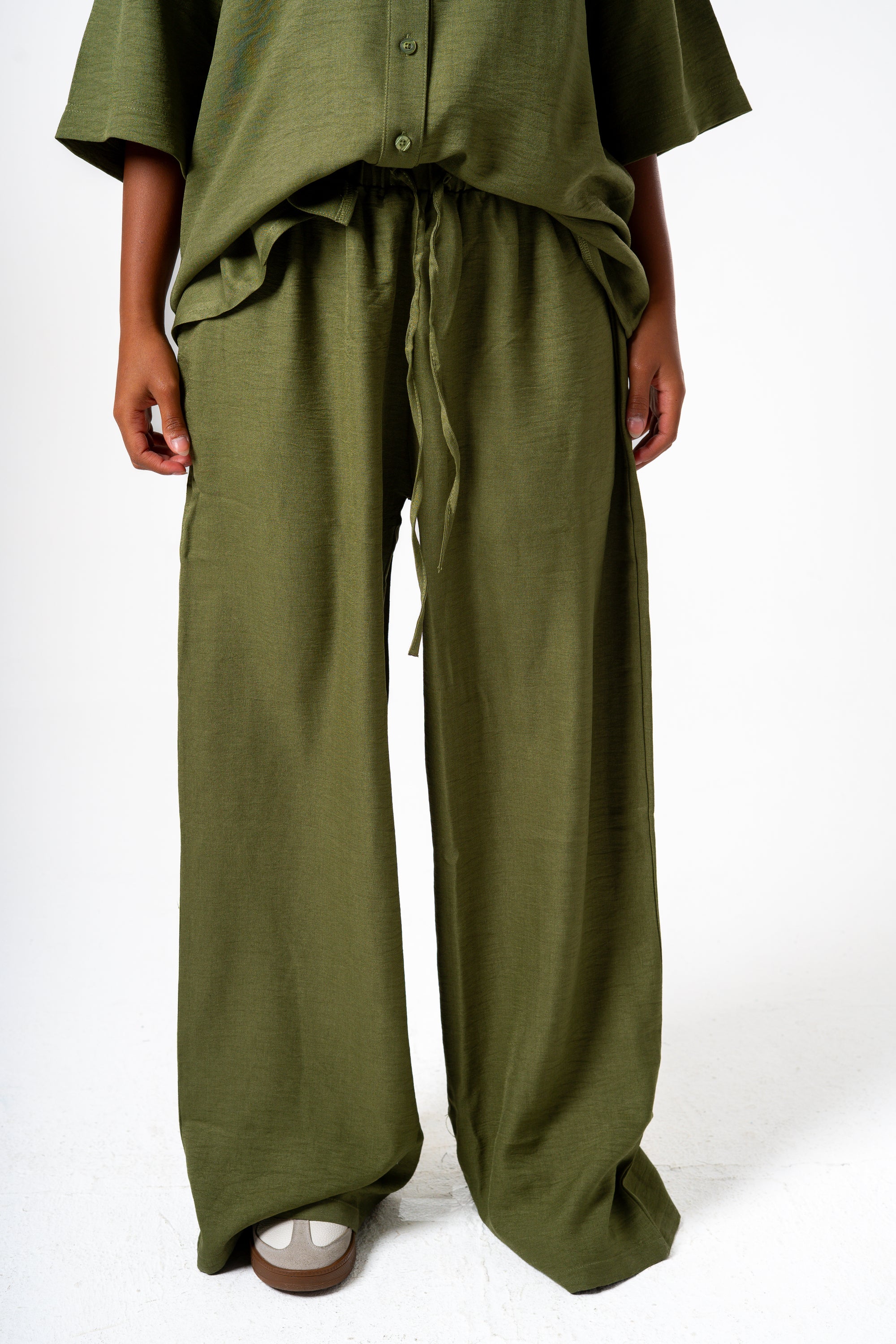 Women Linen Pants (Olive)