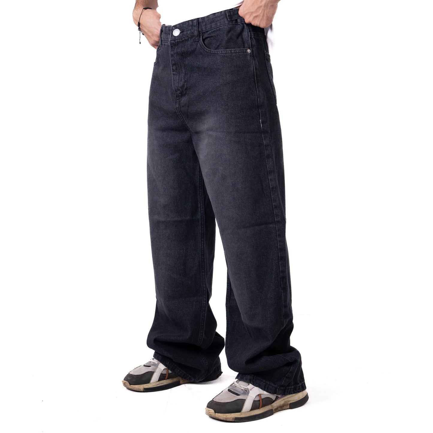 DENJOE FADDED BLACK BAGGY JEANS UNISEX