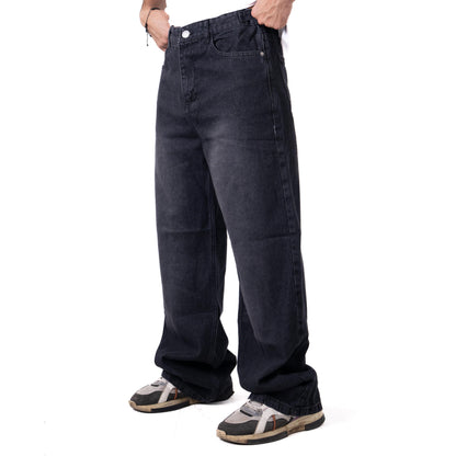 DENJOE FADDED BLACK BAGGY JEANS UNISEX