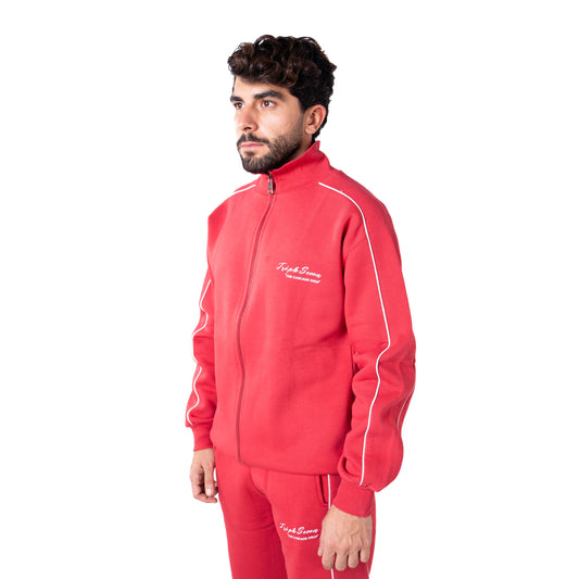 Triple 7 Zipped Retro Jacket (Dark Red)