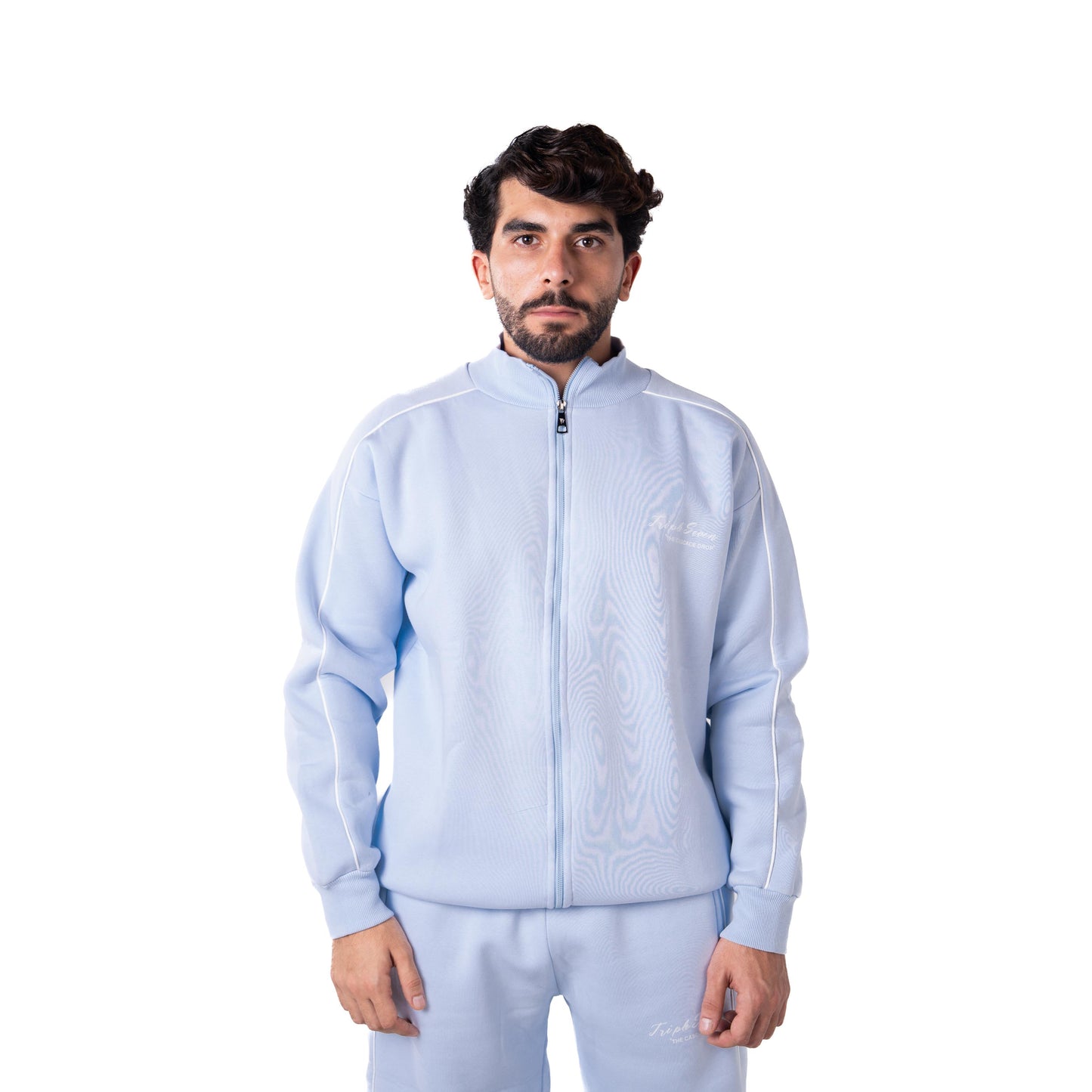 Triple 7 Zipped Retro Jacket (Baby Blue)
