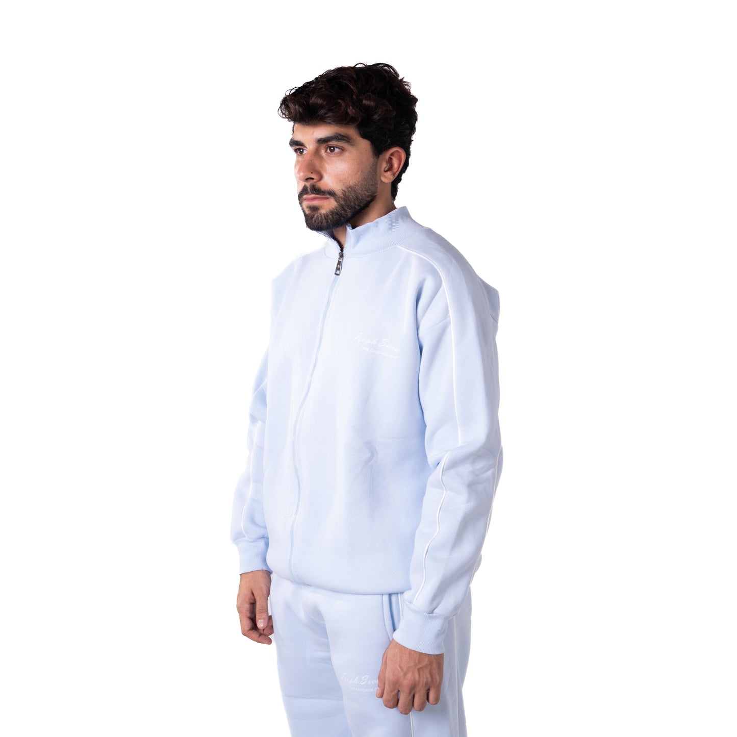 Triple 7 Zipped Retro Jacket (Baby Blue)